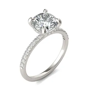 Cushion Custom Hidden Halo 1/2 Eternity Engagement Ring image, 